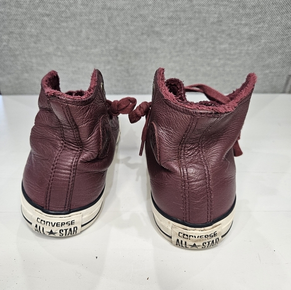 Converse Chuck Taylor All Star Maroon High Top Leather. Faux Fur Lined Sz 6 EUC - Picture 3 of 6